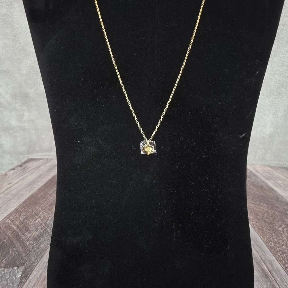Coach Charming Charms Signature Heart Short Pendant Necklace 14K Gold Plated New